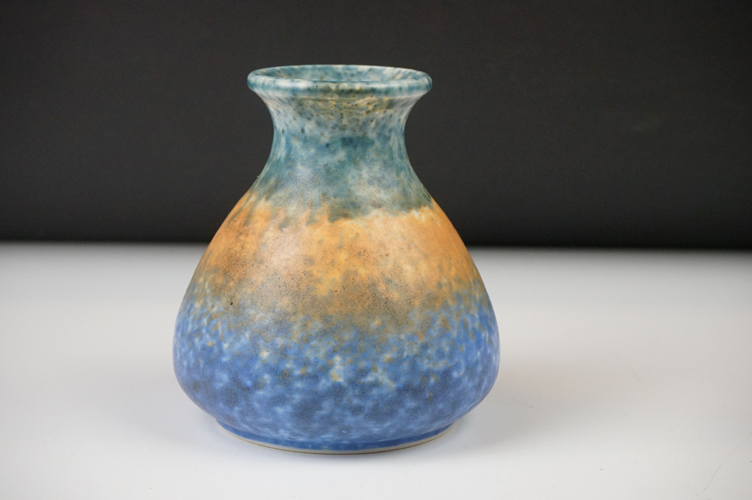 Two Ruskin Pottery Vases, one with green ochre and blue mottled glaze, dated 1930, 12cm high, the - Image 3 of 12