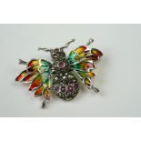 Silver and Plique a Jour Bug Brooch