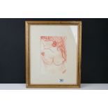 20th century Study Portrait of a nude female in sanguine pastel signed Georgio