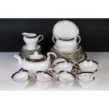 Collection of Aynsley dinner and tea ware in the Leighton pattern including Teapot, 2 soup bowls,