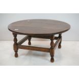 Early to Mid 20th century Circular Oak Coffee Table, 76cm diameter x 36cm high