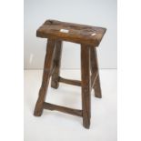 Rustic Waxed and Polished Elm Stool, 34cm wide x 53cm high