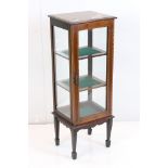 Edwardian Mahogany Inlaid Square Display Cabinet, glazed to all four sides, the single door