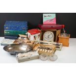 A group of mixed collectables to include a coffee grinder, silver plated cutlery sets, cruet set,