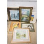 Collection of Eight Pictures including signed limited edition prints, pastel and oil painting,