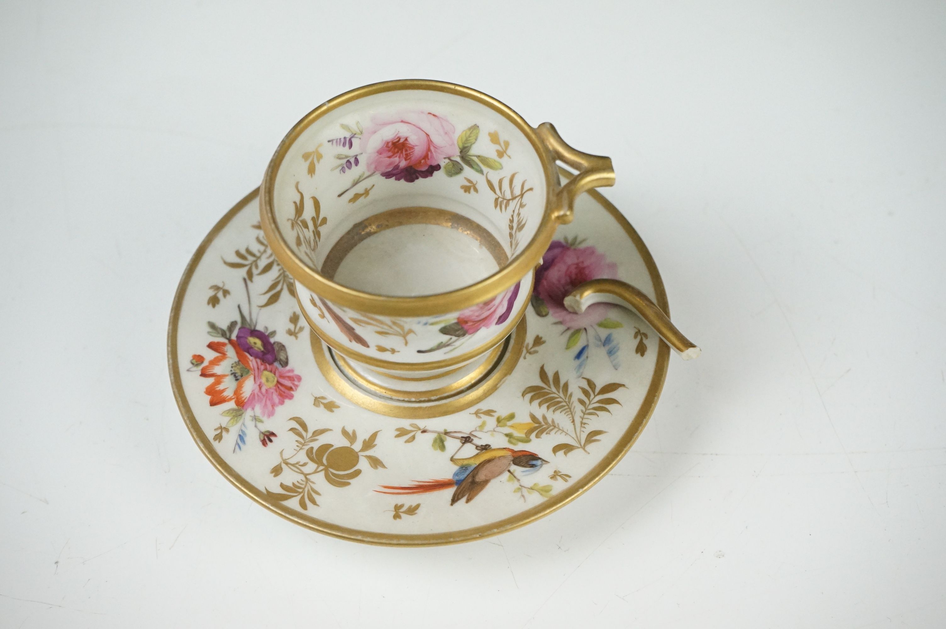 Pair of Continental Porcelain Cabinet Cups and Saucers decorated in gilt and enamels with flowers - Image 8 of 8