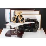 A group of Concorde collectables to include framed pictures, soft toy, large model ....etc..