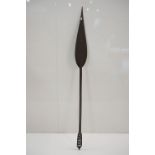 Melanesian or Polynesian Wooden Ceremonial Paddle Club Spear, the tear drop blade carved with