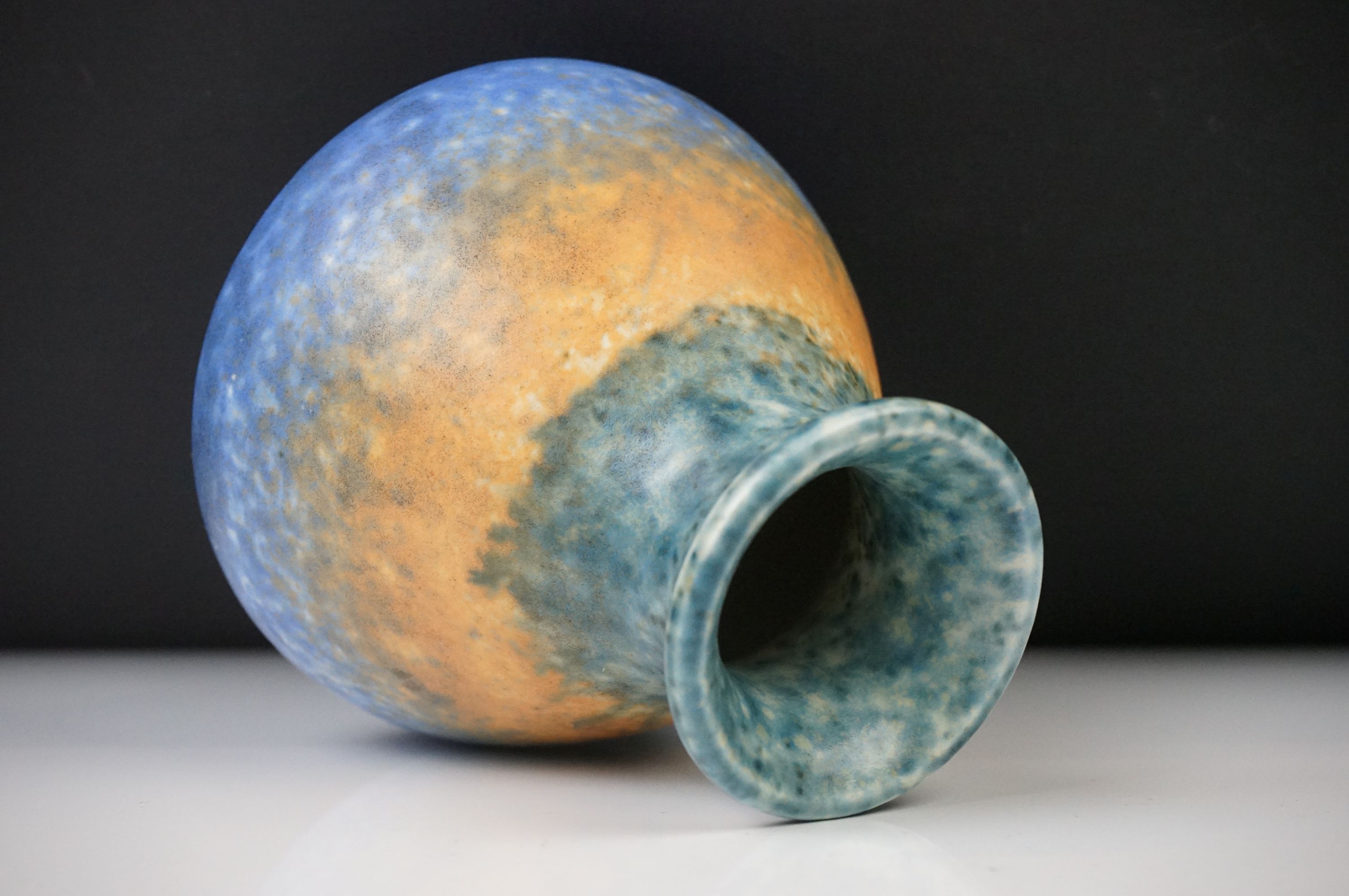 Two Ruskin Pottery Vases, one with green ochre and blue mottled glaze, dated 1930, 12cm high, the - Image 5 of 12
