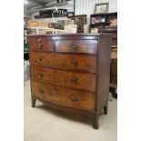 George III Mahogany Bow Front Chest of Two Short over Three Long Drawers raised on swept bracket