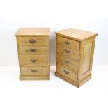 Pair of Late Victorian Pine Four Drawer Chests, each 49cm wide x 76cm high