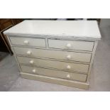 Painted Chest of Two Short over Three Long Drawers, 107cm wide x 81cm high