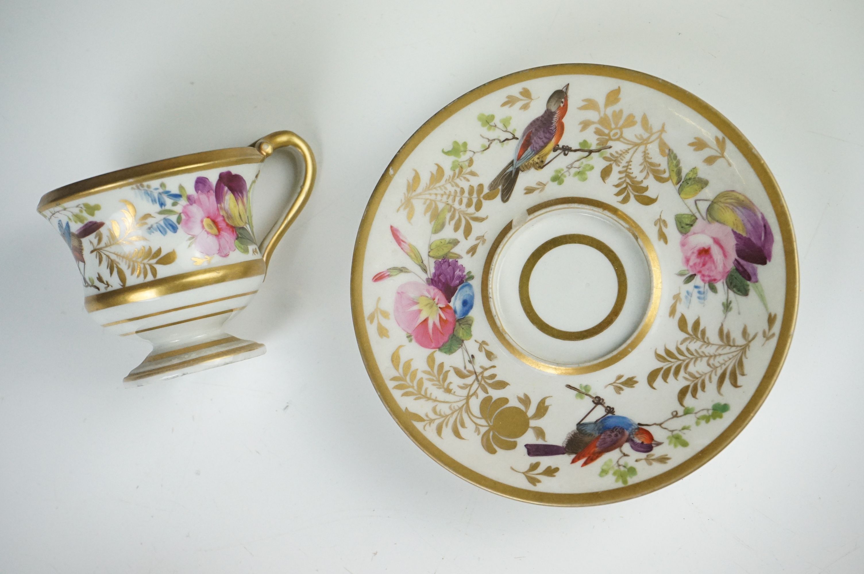 Pair of Continental Porcelain Cabinet Cups and Saucers decorated in gilt and enamels with flowers - Image 5 of 8
