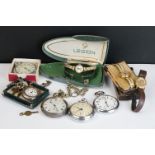 A collection of pocket watches to include silver and military examples together with three ladies