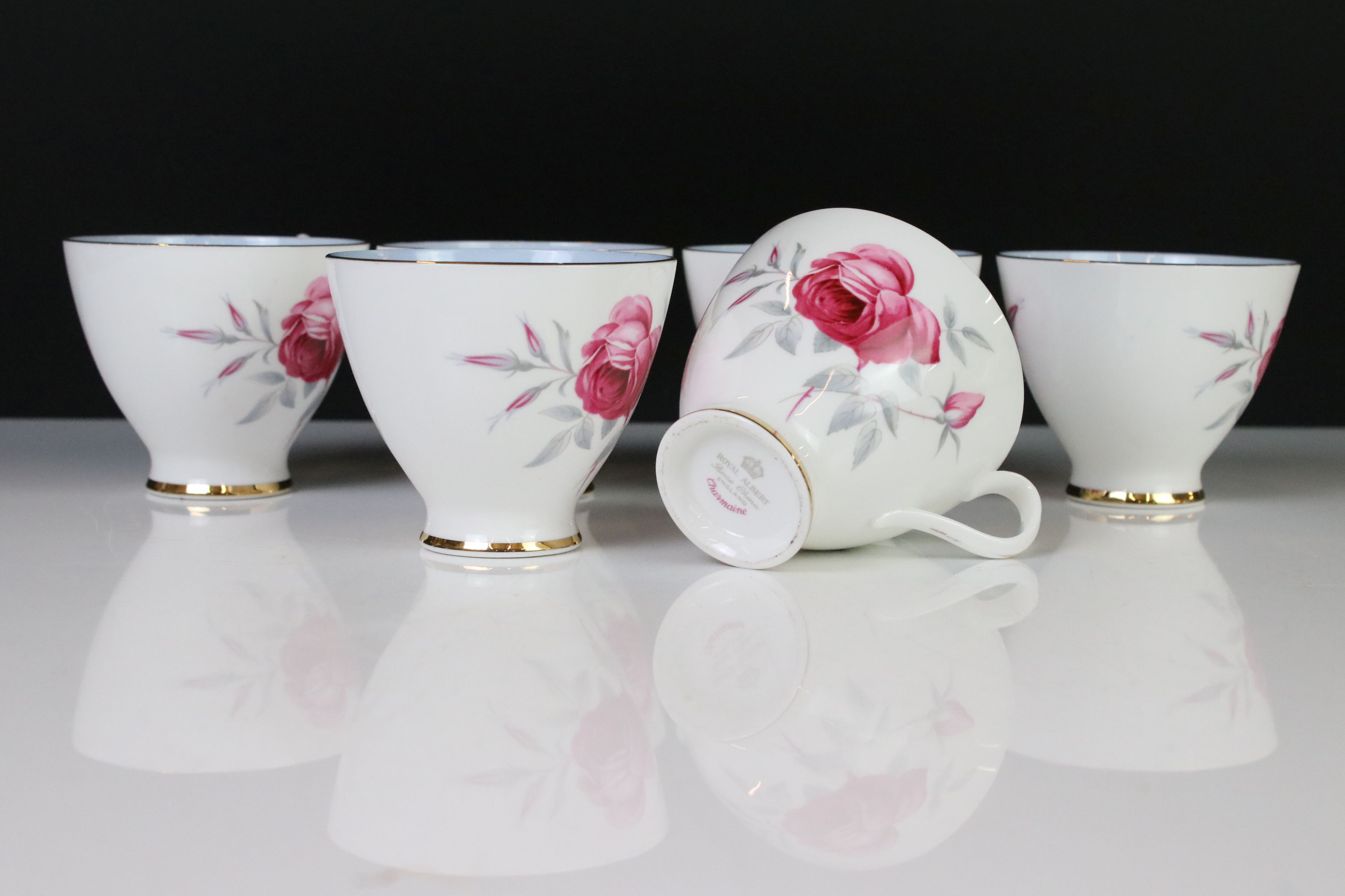 Royal Albert ' Charmaine ' Tea Set comprising Teapot, Milk, Sugar, 6 tea cups, saucers and tea - Image 10 of 11