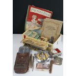 A group of mixed collectables to include cigarette cards, AA car badge, coronation souvenir and ever