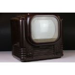 Art Deco Brown Bakelite cased Bush Radio Television Receiver Type TV22, 40cm high x 40cm wide