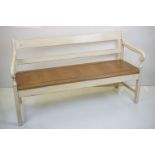 Oak Part Painted Three Seater Hall Bench, 152cm long x 84cm high