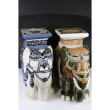 Two Ceramic Elephant Stands / Stools, 45cm high