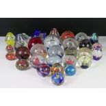 Thirty Glass Paperweights including Millefiori and Bubble Control, largest 11cm high