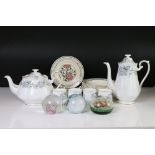 Mixed lot of ceramics and glass including Royal Albert ' Silver Maple ' Coffee Pot, Teapot and
