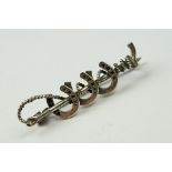 Silver Horseshoe and Whip Brooch