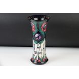 Moorcroft Pottery trumpet shape Vase decorated in the ' Tribute to Charles Rennie Mackintosh '