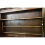 18th / 19th century Stained Pine Dresser, the upper section with three shelves and panel back over a