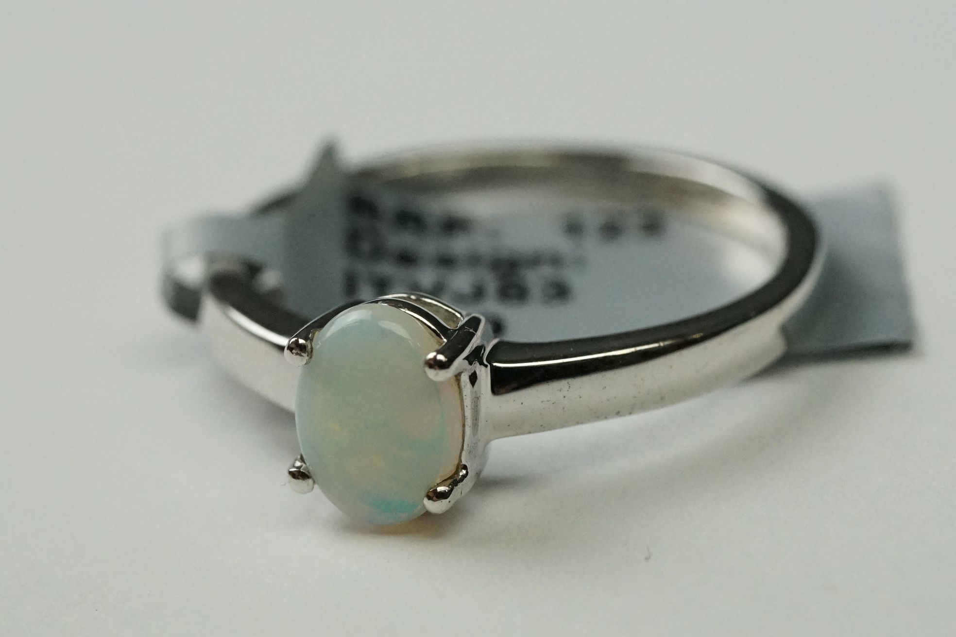 Two sterling silver ladies dress rings set with Opal cabochons. - Image 3 of 11
