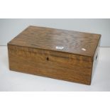 Early 20th century Oak Work / Sewing Box with two lift out trays filled with cotton reels,