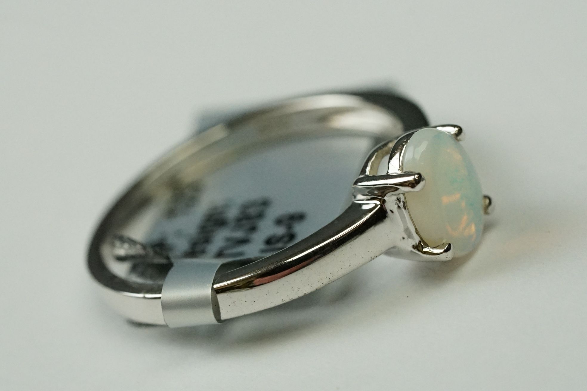 Two sterling silver ladies dress rings set with Opal cabochons. - Image 4 of 11