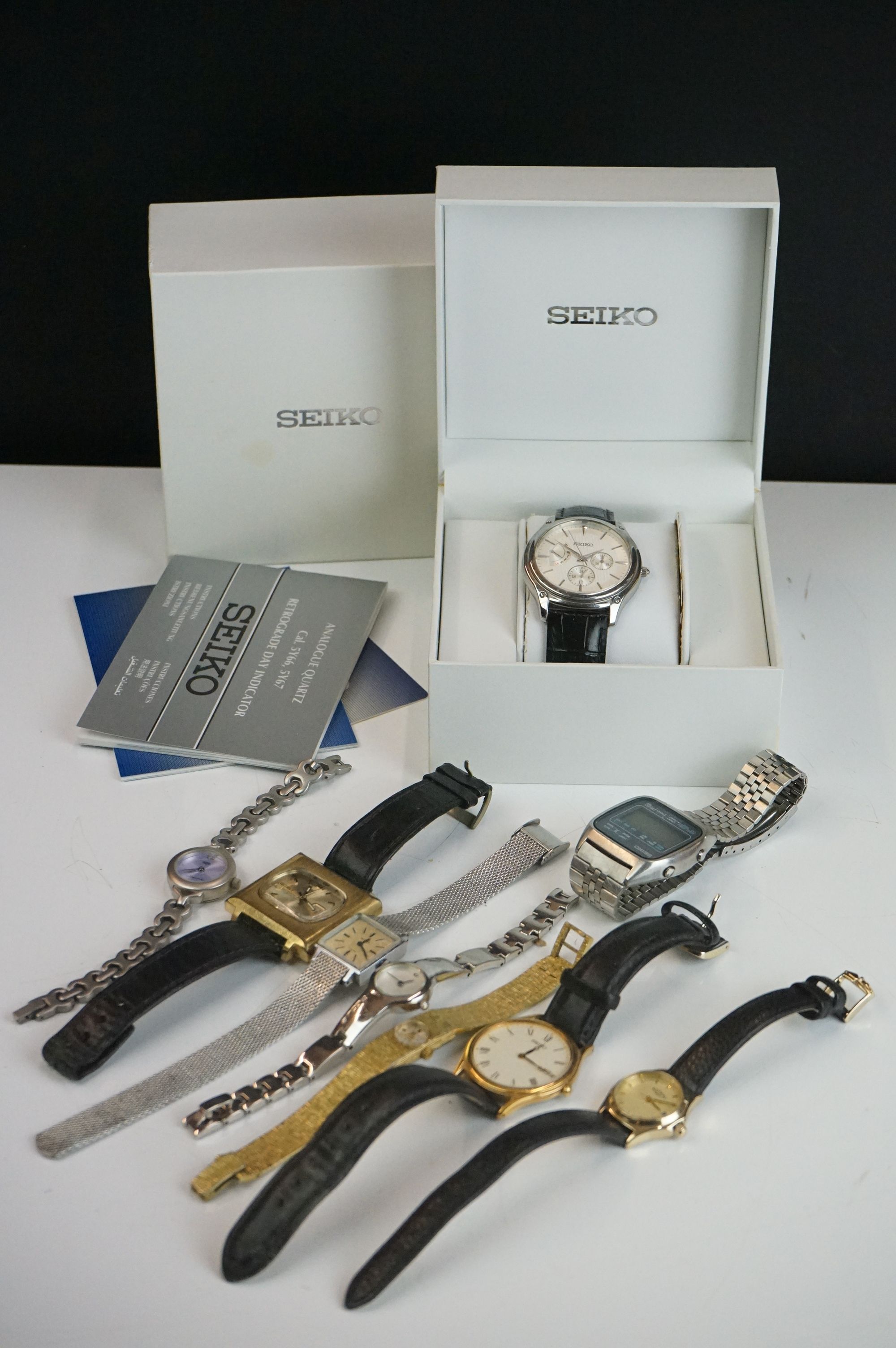 A collection of ladies and gents wristwatches to include Seiko examples.