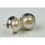 Pair oif Silver and Pearl Stud Earrings