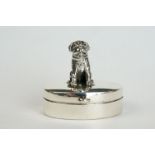 Silver Oval shaped Pill Box with dog finial