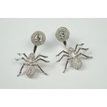 Pair of Silver and CZ Spider Earrings