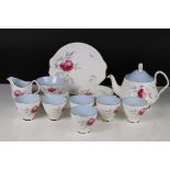 Royal Albert ' Charmaine ' Tea Set comprising Teapot, Milk, Sugar, 6 tea cups, saucers and tea