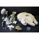 Star Wars - Four original play worn Star Wars vehicles to include Millennium Falcon (Light Barrier