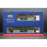 Boxed Bachmann OO gauge 31-426A Late SR Multiple Unit Green with yellow warning panels 4 Car EMU Set