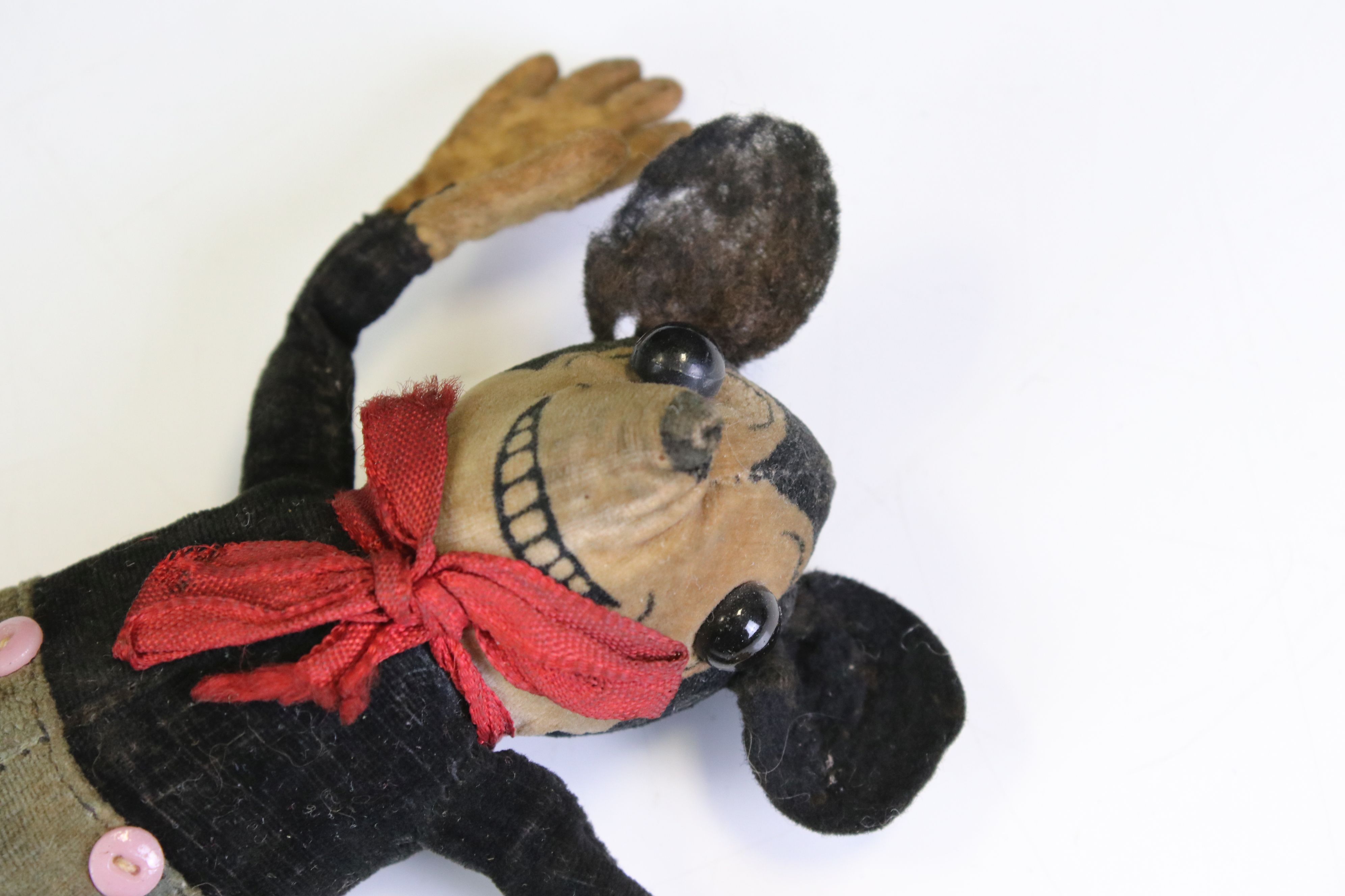 Early - mid 20th C Deans Ragbook Mickey Mouse soft toy, button label to back, with all 4 x pink - Image 2 of 4