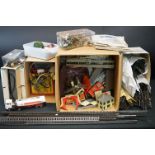 Quantity of OO gauge model railway to include various track, trackside buildings, controllers etc