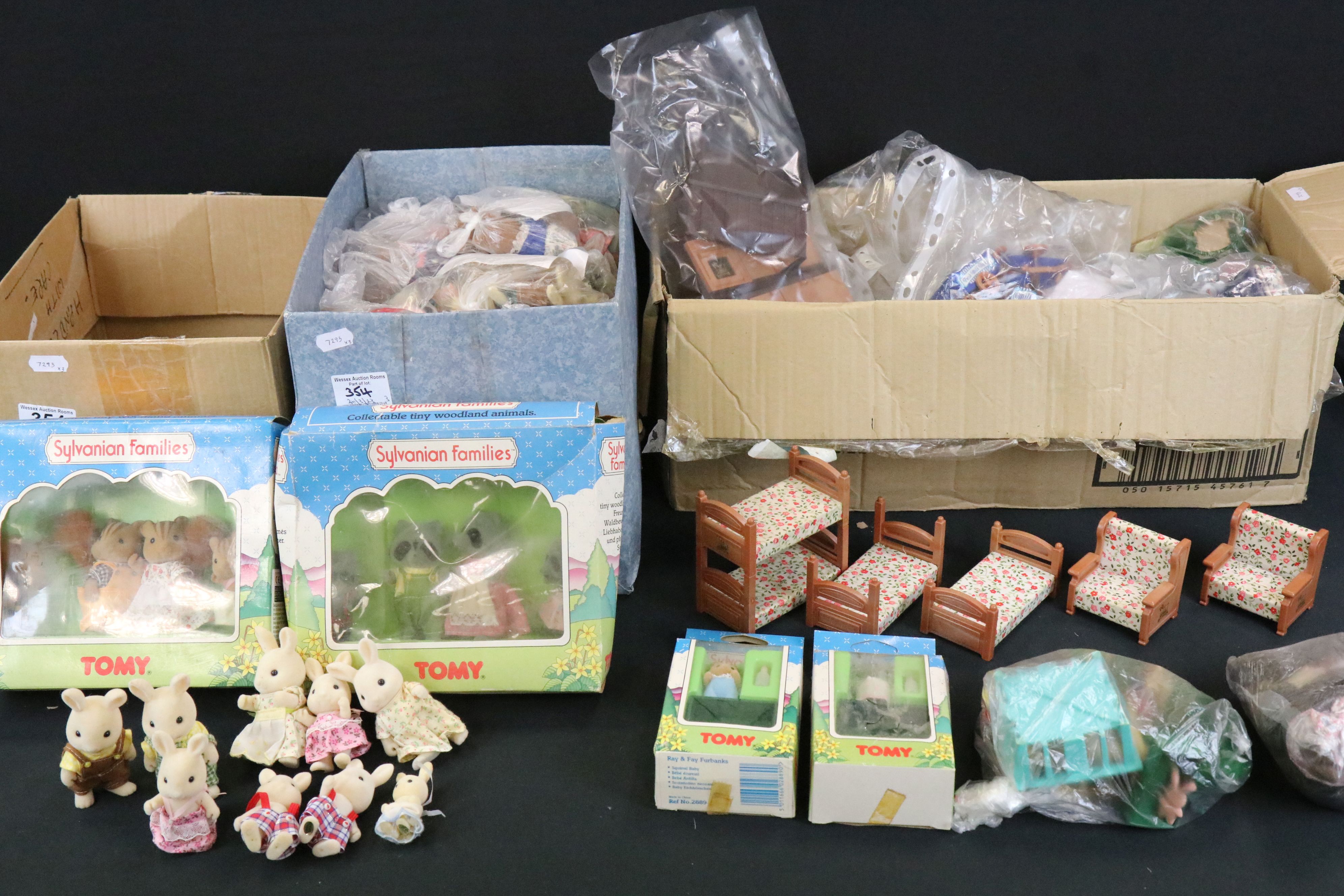 Large Collection of over 100 assorted Tomy Sylvanian families figures to include 4 x boxed
