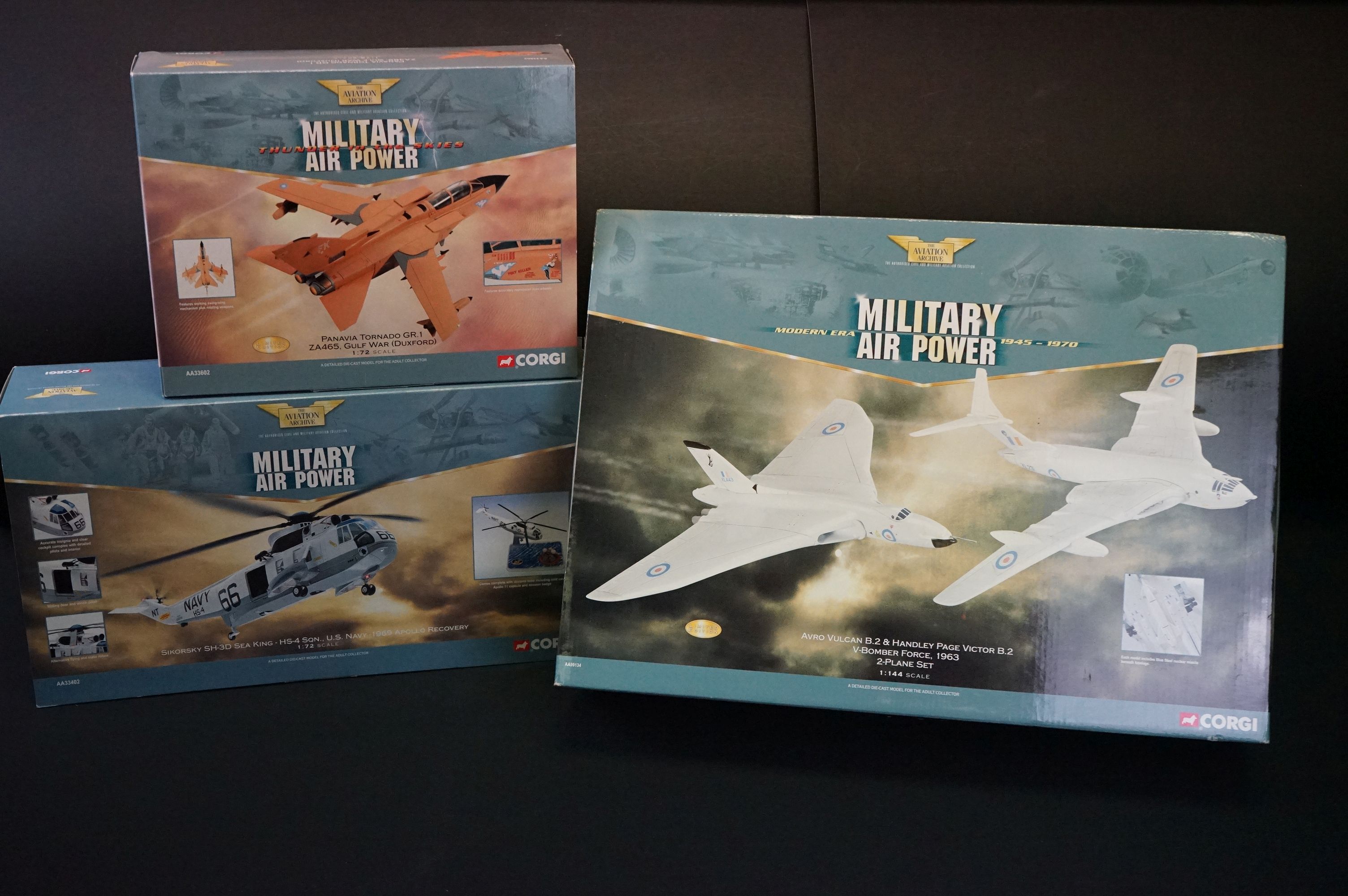 Three Boxed Corgi ' The Aviation Archive ' Military Air Power diecast models to include AA99134 1:
