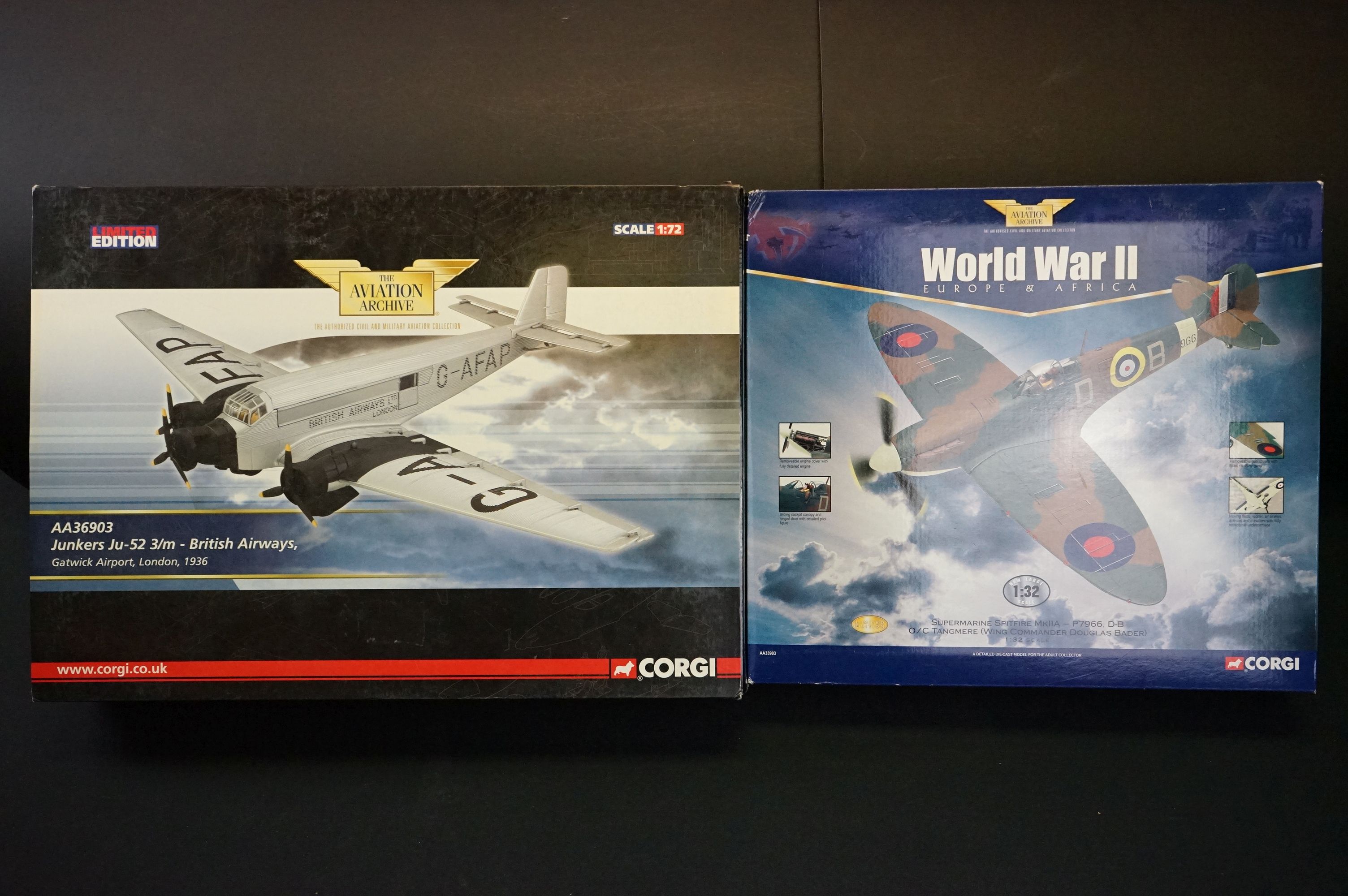 Two Boxed Corgi ' The Aviation Archive ' ltd edn diecast models with CoAs to include AA33903 1:32