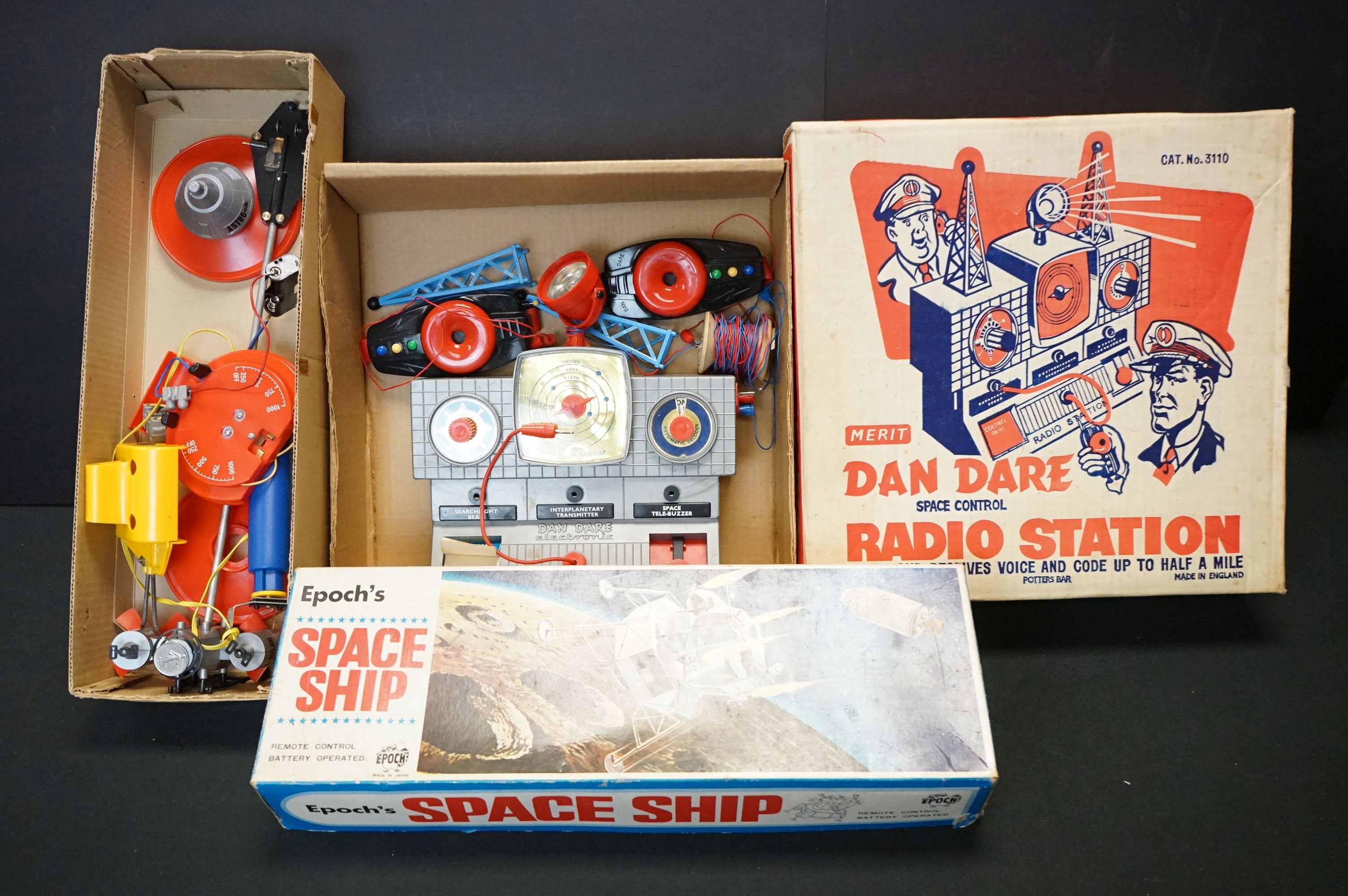 Boxed Merit Dan Dare Space Control Radio Station, no. 3110, contents appear gd other than missing