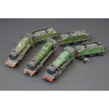 Three OO gauge kit built locomotives with tenders, all in green livery, includes 2 x 2-6-0 & 2-8-