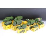 10 Boxed Dinky military diecast models to include 626 Military Ambulance, 692 5.5 Medium Gun, 670