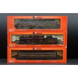 Boxed Rivarossi HO gauge 1348 Royal Scot locomotive plus 2 x boxed Rivarossi coaches to include 2933