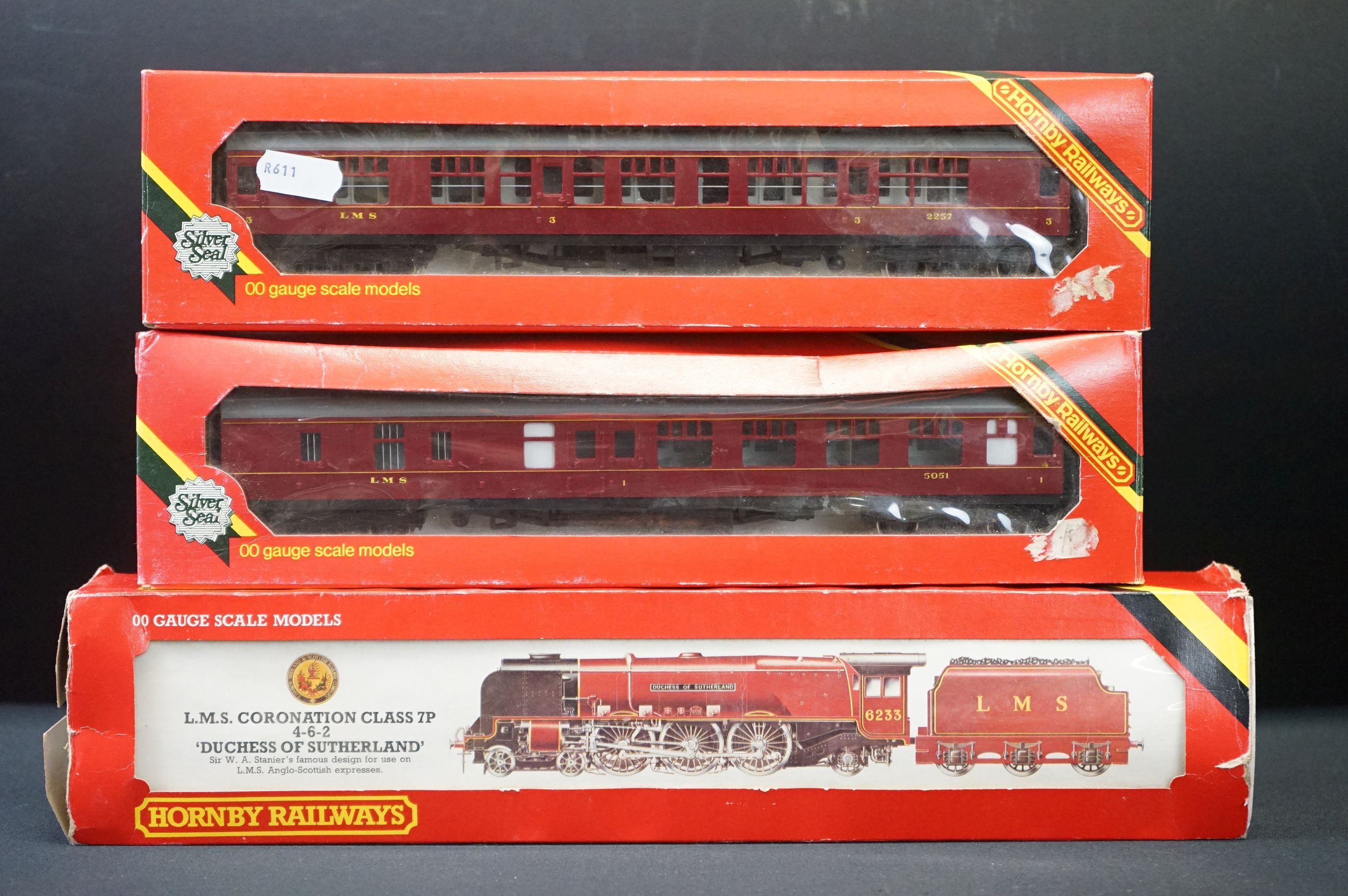 Boxed Hornby OO gauge LMS Coronation Class 7P 4-6-2 Duchess of Sutherland locomotive (box missing