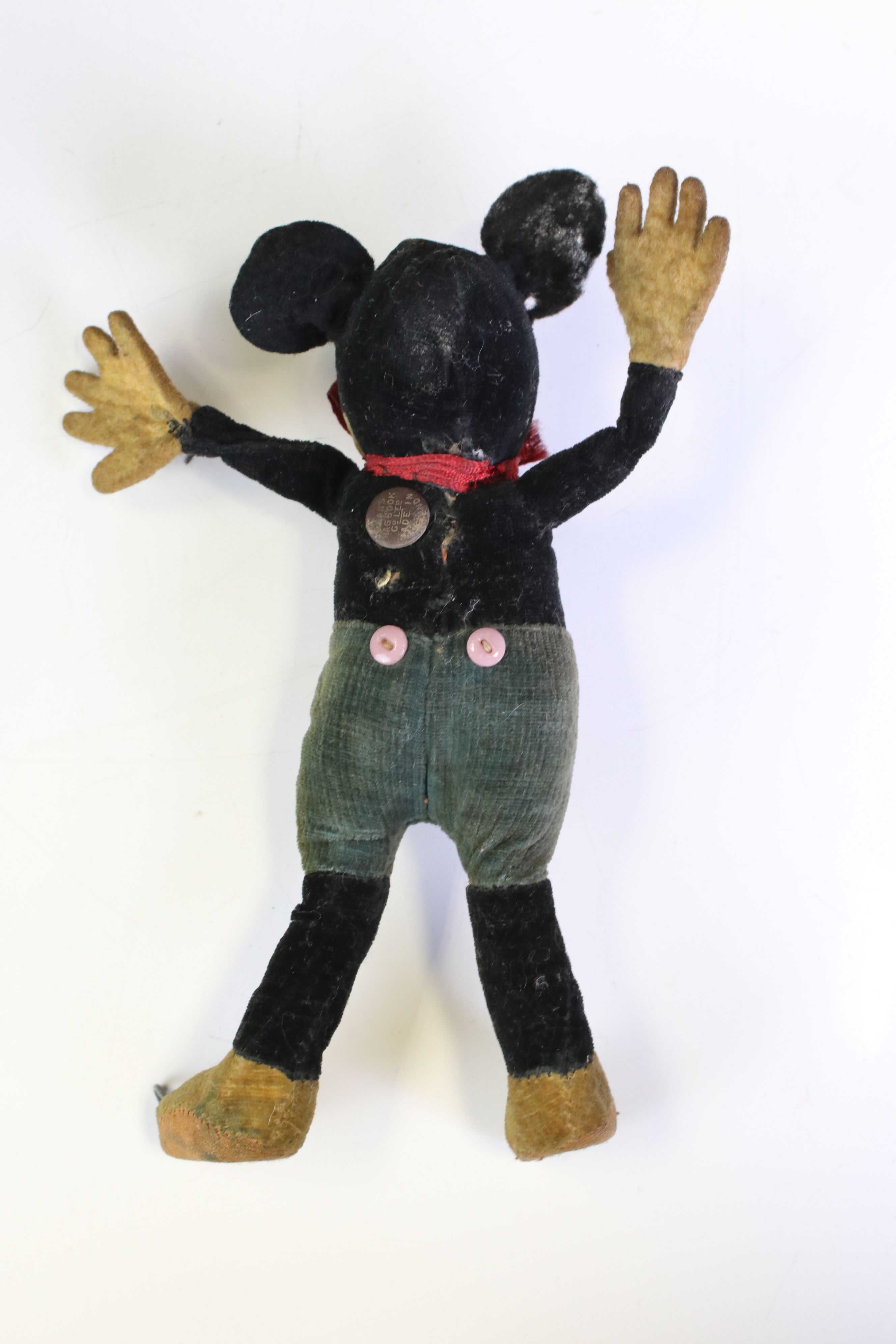 Early - mid 20th C Deans Ragbook Mickey Mouse soft toy, button label to back, with all 4 x pink - Image 3 of 4