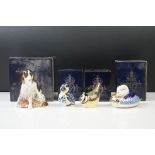 Four Boxed Royal Crown Derby paperweights to include Collectors Guild Exclusive Molly (gold